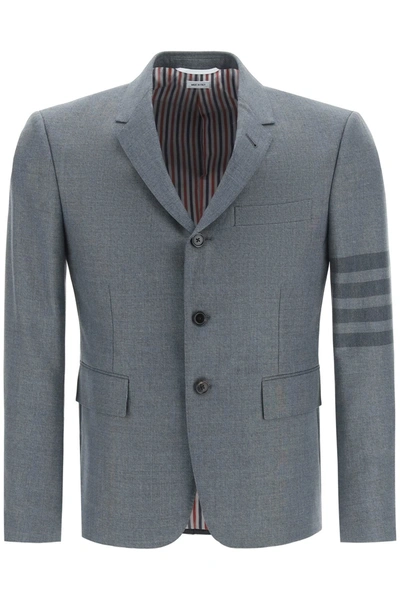 Shop Thom Browne 4 Bar Single Breasted Wool Blend Jacket In Grey