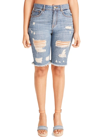 Shop Madden Girl Maggie Womens Denim Knee-length Cutoff Shorts In Multi