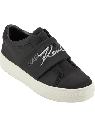 Shop Karl Lagerfeld Cameli Womens Leather Lifestyle Slip-on Sneakers In Black