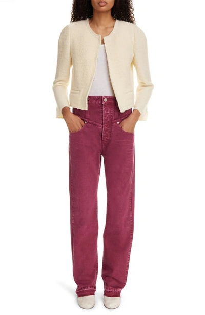 Shop Isabel Marant Pully Wool Blend Bouclé Crop Jacket In Ecru