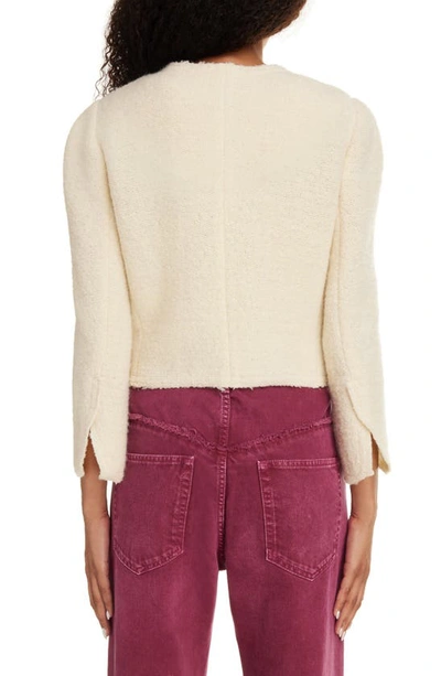 Shop Isabel Marant Pully Wool Blend Bouclé Crop Jacket In Ecru