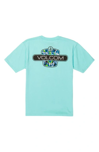 Shop Volcom Kids' Back Fill Graphic T-shirt In Crete Blue