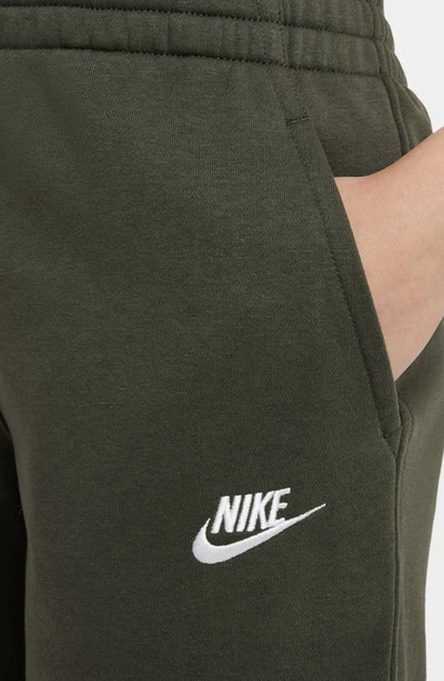 Shop Nike Kids' Club Fleece Shorts In Cargo Khaki/ White