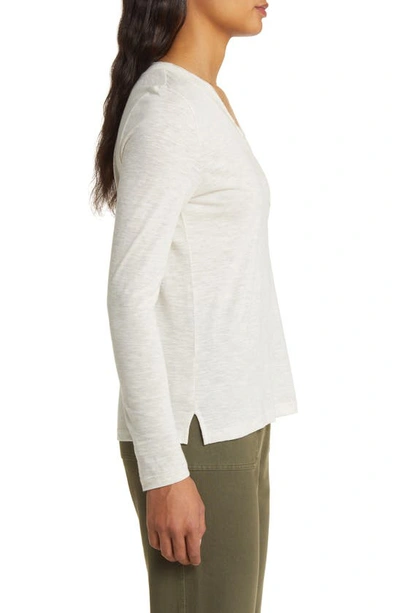 Shop Caslon Long Sleeve V-neck Shirt In Beige Oatmeal Light Heather