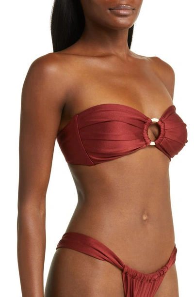 Shop Kulani Kinis Strapless O-ring Bikini Top In Sweet Cinnamon