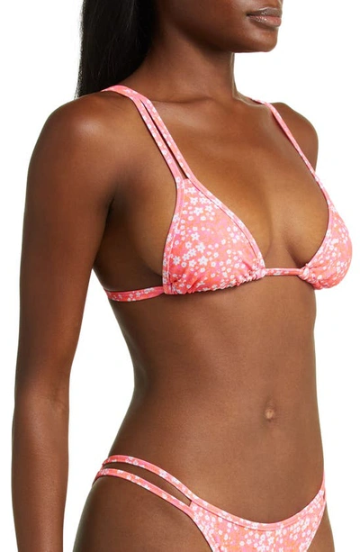 Shop Kulani Kinis Strappy Bralette Bikini Top In Coral Crush