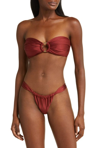 Shop Kulani Kinis Strapless O-ring Bikini Top In Sweet Cinnamon