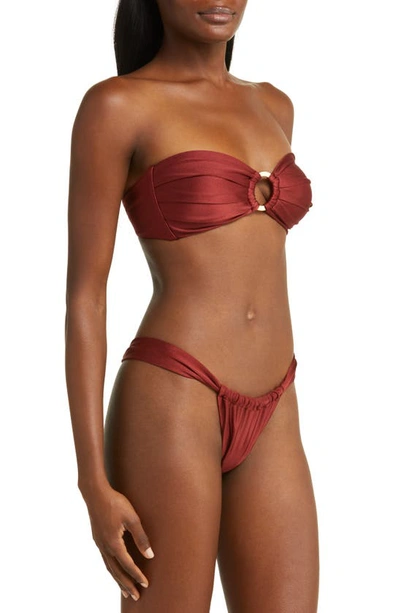 Shop Kulani Kinis Strapless O-ring Bikini Top In Sweet Cinnamon