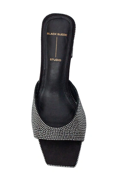 Shop Black Suede Studio Dia Crystal Embellished Slide Sandal In Black Sat Crystal St