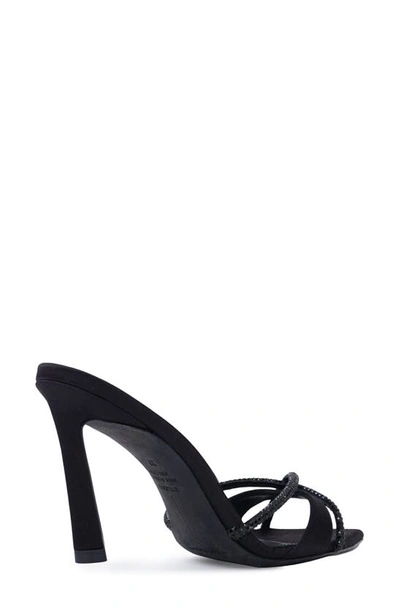 Shop Black Suede Studio Sienna 85 Pointed Toe Slide Sandal In Black Satin