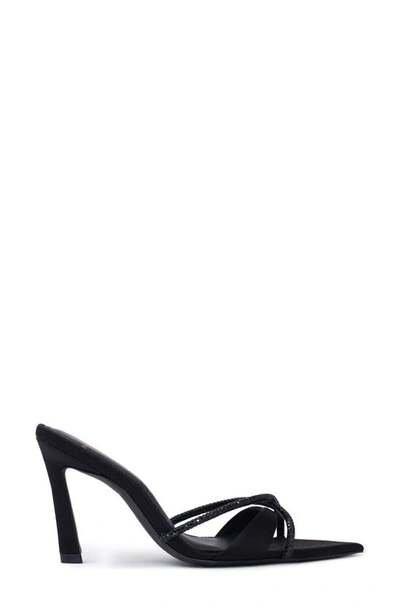 Shop Black Suede Studio Sienna 85 Pointed Toe Slide Sandal In Black Satin