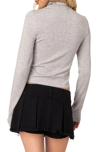Edikted Tessa Zip Front Jersey Jacket In Gray Melange