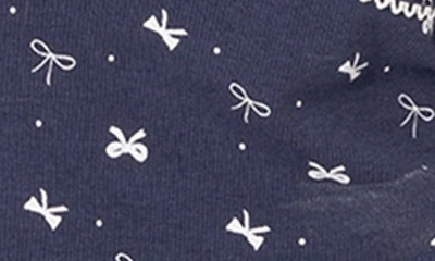 Shop Edikted Bradley Bow Print Rib Long Sleeve Crop Pajama Top In Navy