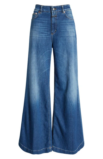 Shop Closed Glow Up Wide Leg Jeans In Dark Blue