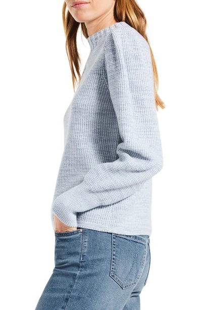 Shop Nic + Zoe Puff Shoulder Waffle Stitch Sweater In Blue Glacier