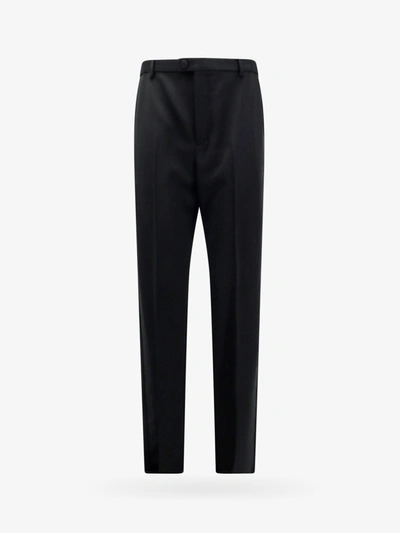 Saint Laurent Tuxedo Wool Trouser With Lateral Satin Bands In Black