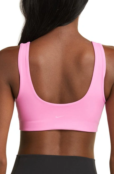 Shop Nike Alate All U Sports Bra In Playful Pink/ White