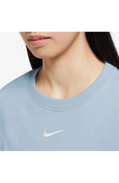 Shop Nike Phoenix Fleece Crewneck Sweatshirt In Light Armory Blue/ Sail
