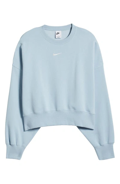 Shop Nike Phoenix Fleece Crewneck Sweatshirt In Light Armory Blue/ Sail