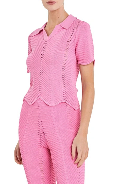 English Factory Scallop Detail Sweater In Pink