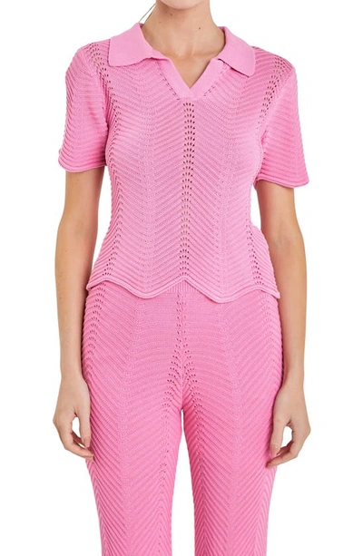 English Factory Scallop Detail Sweater In Pink