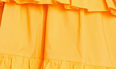 Shop English Factory Smocked Balloon Sleeve Cotton Minidress In Orange
