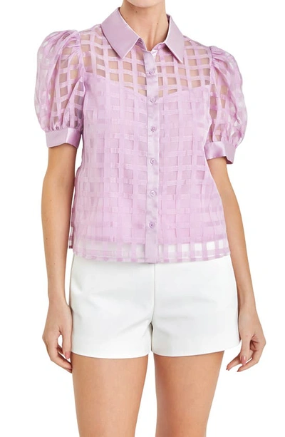 English Factory Puff Sleeve Organza Top In Lilac