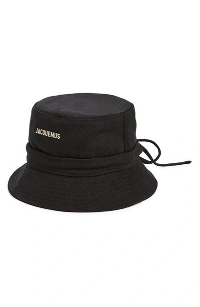 Shop Jacquemus Le Bob Gadjo Drawstring Bucket Hat In Black 990