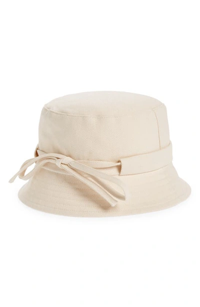 Jacquemus Cotton Bucket Hat With Structured Crown And Wide Brim In Off-white 110