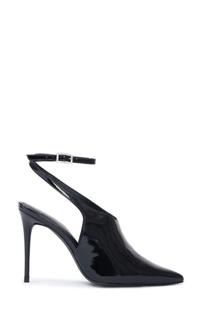 Shop Black Suede Studio Salma Pointed Toe Pump In Black Patent Leather