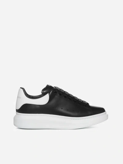 Shop Alexander Mcqueen Oversize Leather Sneakers In Black,white