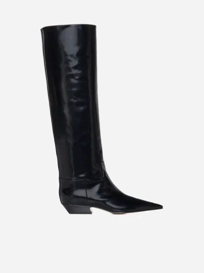 Shop Khaite Marfa Leather Boots In Black