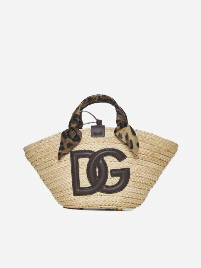 Shop Dolce & Gabbana Kendra Small Straw Bag In Leo