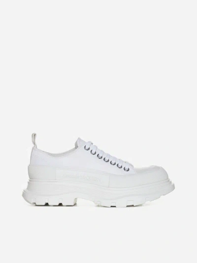 Shop Alexander Mcqueen Tread Slick Canvas Sneakers In White