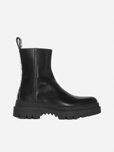 Shop Bottega Veneta Highway Leather Ankle Boots In Black