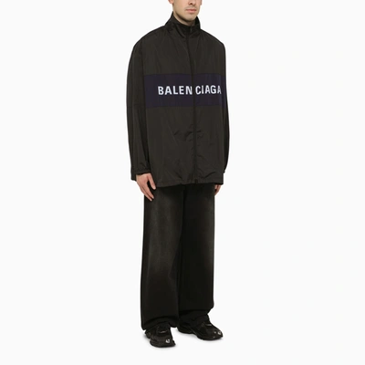 Shop Balenciaga Lightweight Black Nylon Jacket With Logo