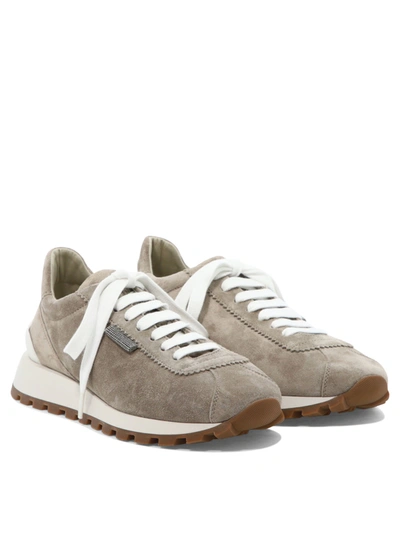 Shop Brunello Cucinelli Sneakers With Shiny Tab
