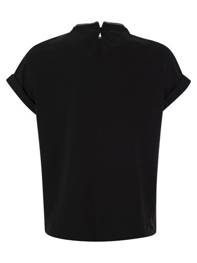 Brunello Cucinelli Navy Cotton T-shirt In Black