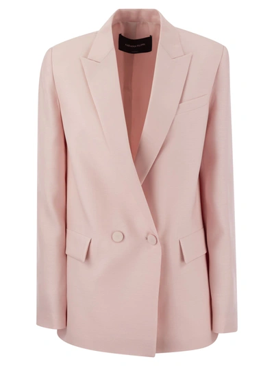 Shop Fabiana Filippi Double Breasted Jacket In Wool And Silk