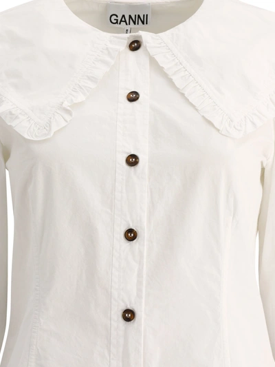 Shop Ganni Ruffled Poplin Shirt