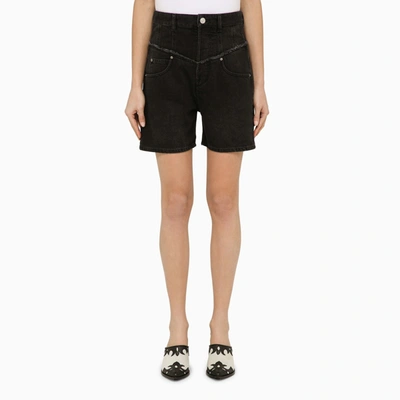 Shop Isabel Marant Black Cotton Denim Shorts