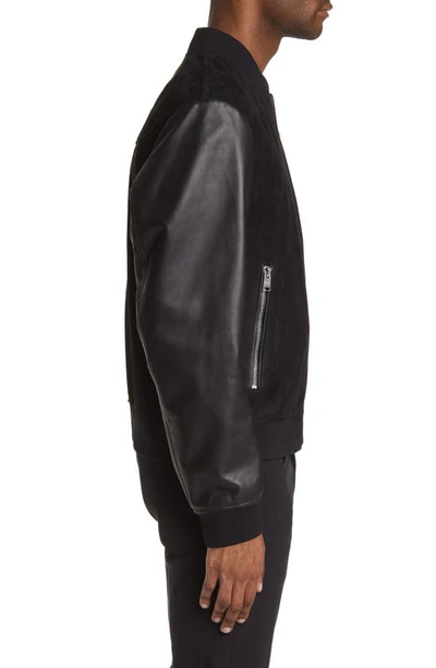 Hugo Boss Boss Malbano Mixed Media Leather & Suede Jacket In Black