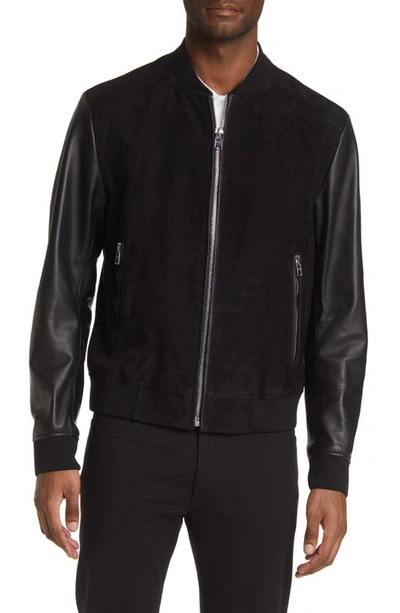 HUGO BOSS BOSS MALBANO MIXED MEDIA LEATHER & SUEDE JACKET 