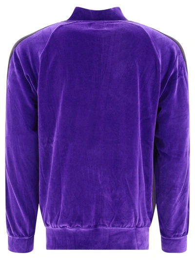 Needles Purple Velour Bomber Jacket With Ribbed Details In Purple