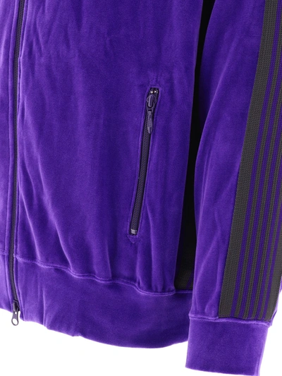Needles Purple Velour Bomber Jacket With Ribbed Details In Purple