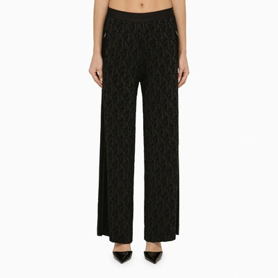 Shop Palm Angels Black Viscose Trousers With Logo