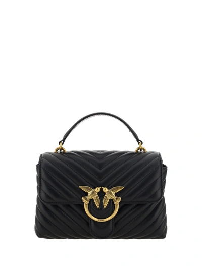 Shop Pinko Black Calf Leather Love Lady Mini Handbag