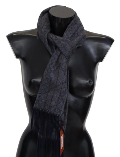 Shop Missoni Black Gray Striped Wool Unisex Neck Wrap Scarf