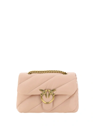 Shop Pinko Pink Calf Leather Love Classic Shoulder Bag