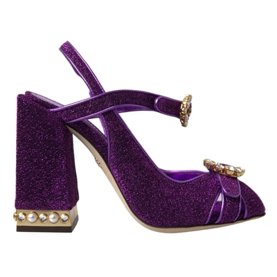 Shop Dolce & Gabbana Purple Ankle Strap Sandals Crystal Shoes